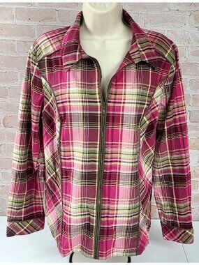 Christopher & Banks Full Zip Plaid Outdoor Camping Jacket Shacket Women's Large